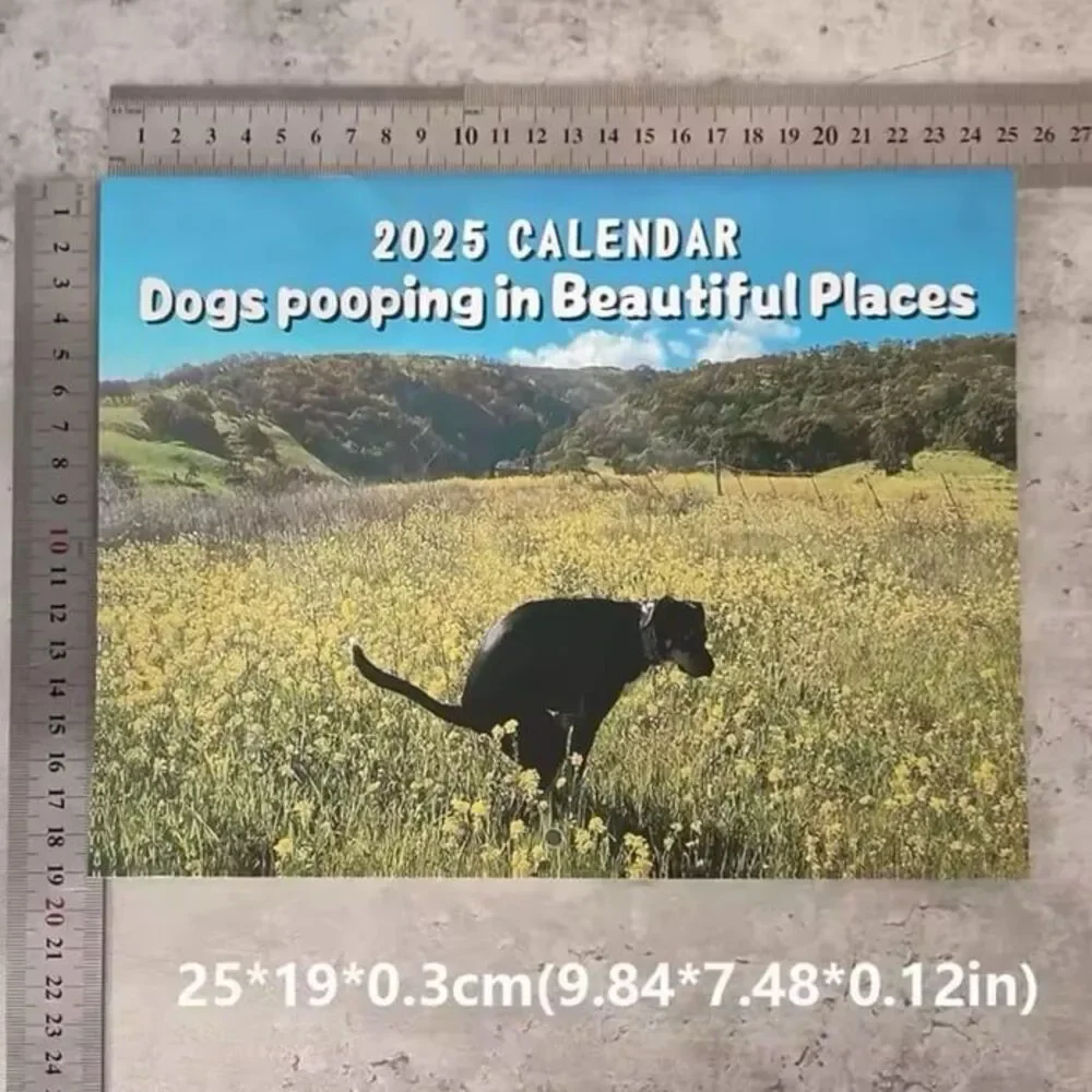abigail&bleu 2025 Funny Dogs Pooping Calendar Daily Weekly Monthly Planner